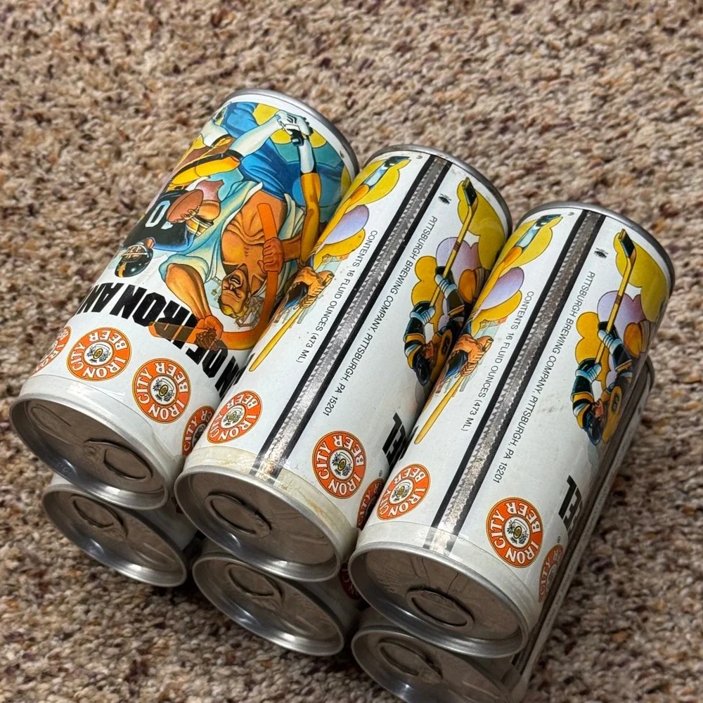 Vintage Iron City Beer Iron and Steel Cans 16oz Pittsburgh Sports Set of 6